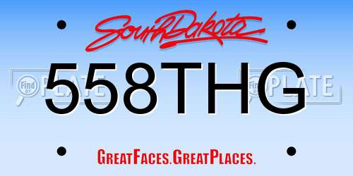558THG South Dakota License Plate