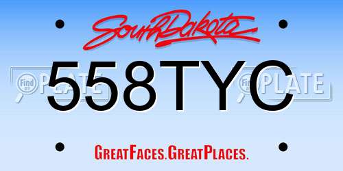 558TYC South Dakota License Plate