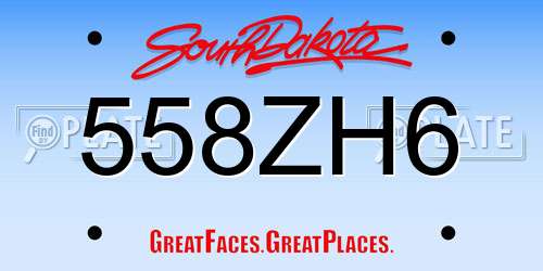 558ZH6 South Dakota License Plate