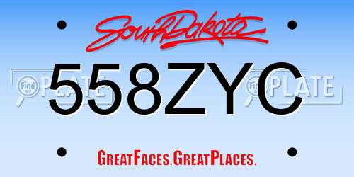 558ZYC South Dakota License Plate