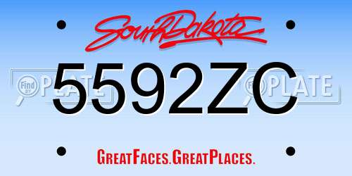 5592ZC South Dakota License Plate