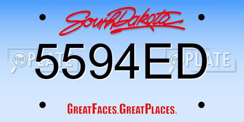 5594ED South Dakota License Plate