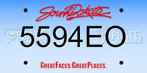 5594EO South Dakota License Plate