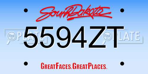5594ZT South Dakota License Plate
