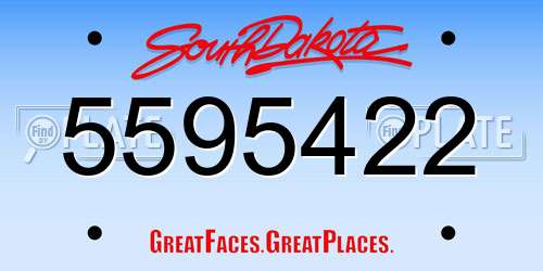 5595422 South Dakota License Plate