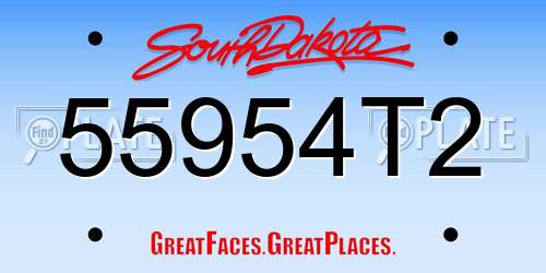 55954T2 South Dakota License Plate