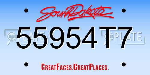 55954T7 South Dakota License Plate