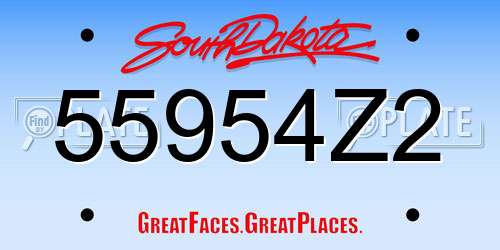 55954Z2 South Dakota License Plate