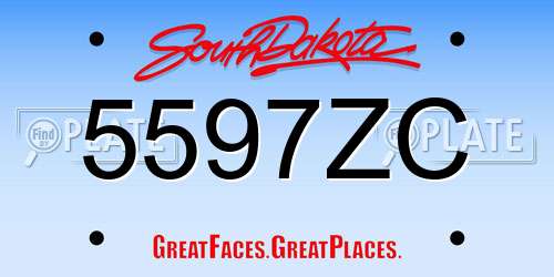 5597ZC South Dakota License Plate