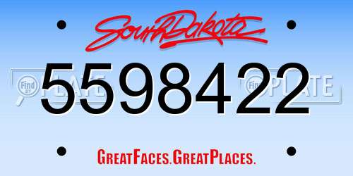 5598422 South Dakota License Plate