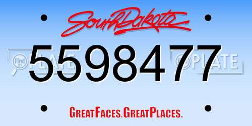5598477 South Dakota License Plate
