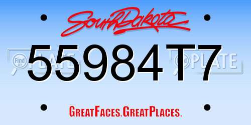 55984T7 South Dakota License Plate