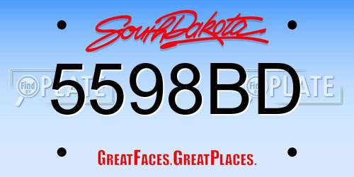 5598BD South Dakota License Plate