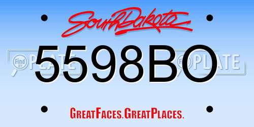 5598BO South Dakota License Plate