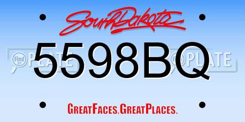 5598BQ South Dakota License Plate