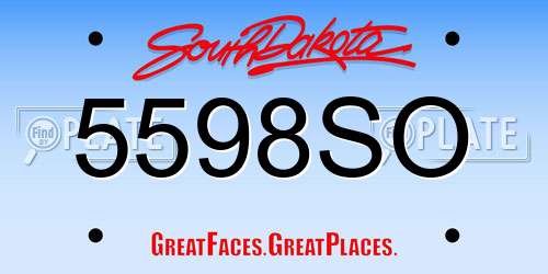 5598SO South Dakota License Plate