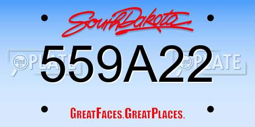 559A22 South Dakota License Plate
