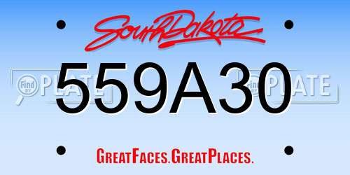 559A30 South Dakota License Plate