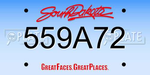 559A72 South Dakota License Plate