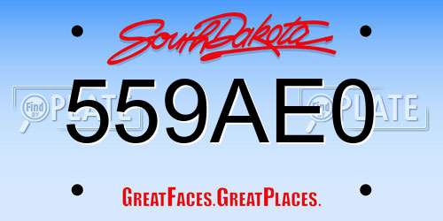 559AE0 South Dakota License Plate