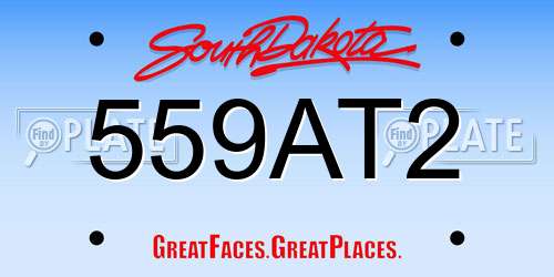 559AT2 South Dakota License Plate