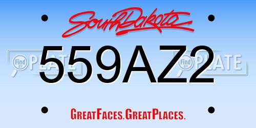 559AZ2 South Dakota License Plate