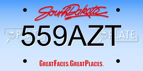 559AZT South Dakota License Plate