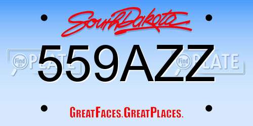 559AZZ South Dakota License Plate