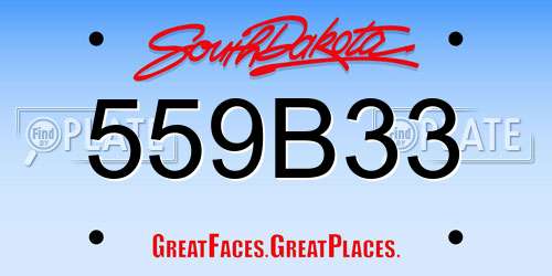 559B33 South Dakota License Plate