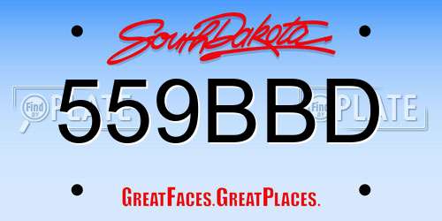 559BBD South Dakota License Plate