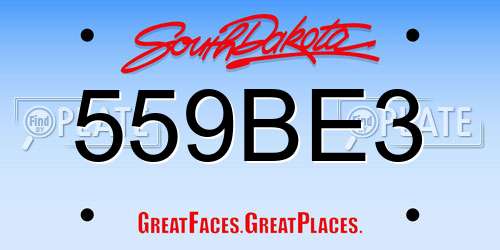 559BE3 South Dakota License Plate