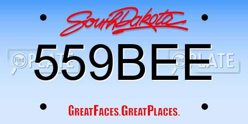 559BEE South Dakota License Plate