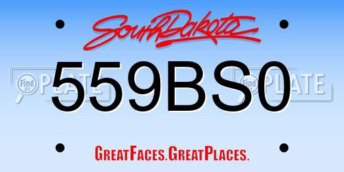559BS0 South Dakota License Plate