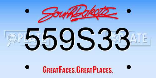 559S33 South Dakota License Plate