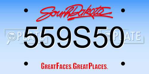 559S50 South Dakota License Plate