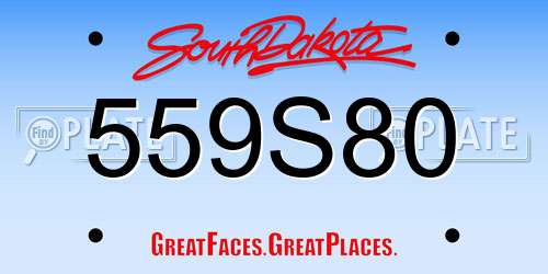 559S80 South Dakota License Plate