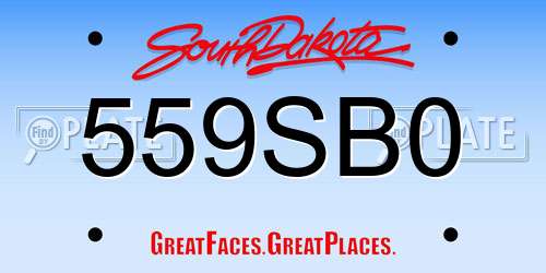 559SB0 South Dakota License Plate