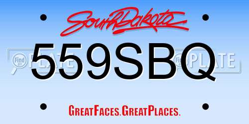559SBQ South Dakota License Plate