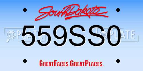 559SS0 South Dakota License Plate