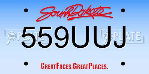 559UUJ South Dakota License Plate