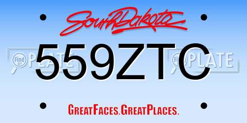 559ZTC South Dakota License Plate