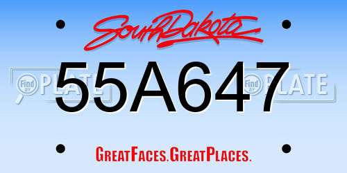 55A647 South Dakota License Plate