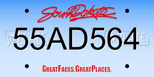 55AD564 South Dakota License Plate