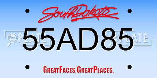 55AD85 South Dakota License Plate