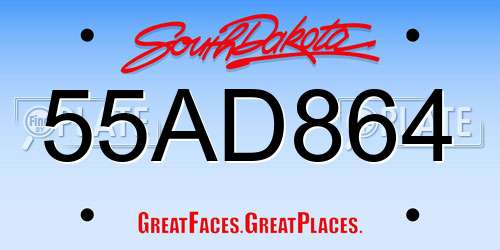 55AD864 South Dakota License Plate