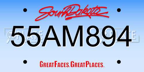 55AM894 South Dakota License Plate