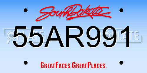 55AR991 South Dakota License Plate