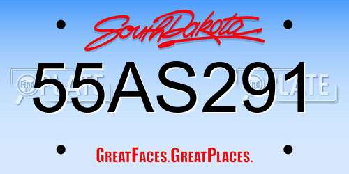 55AS291 South Dakota License Plate