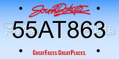 55AT863 South Dakota License Plate