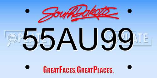 55AU99 South Dakota License Plate
